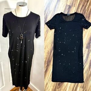 New Black Paint Splatter Jersey Knit Dress by POL